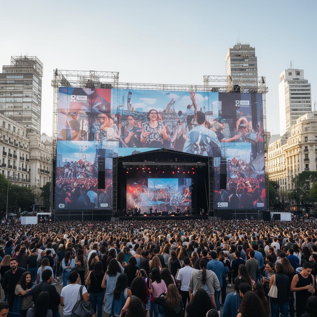 Gigantografía impresa en evento masivo al aire libre