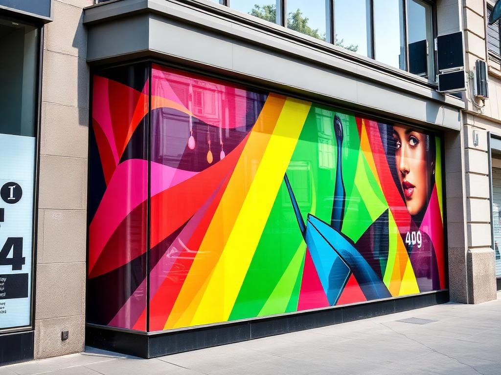 Vidriera comercial decorada con vinilos de alta calidad