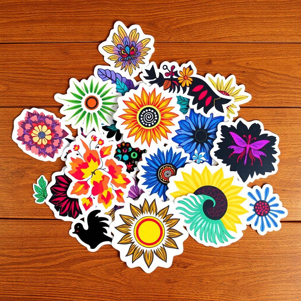 Stickers decorativos troquelados con diseños coloridos