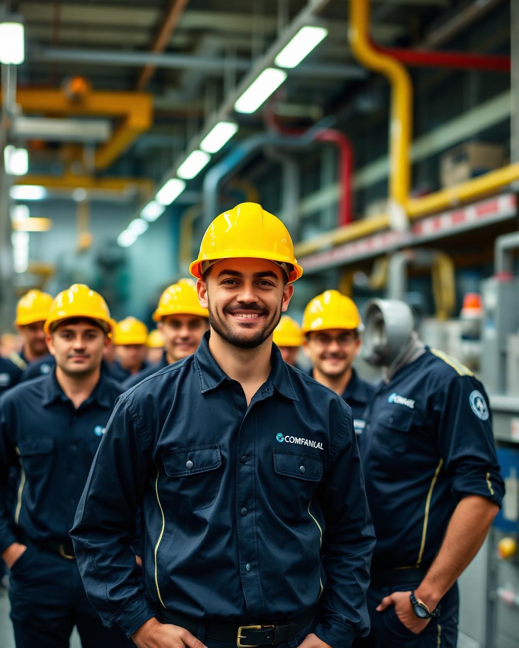 Trabajadores con uniformes ploteados con logo de empresa